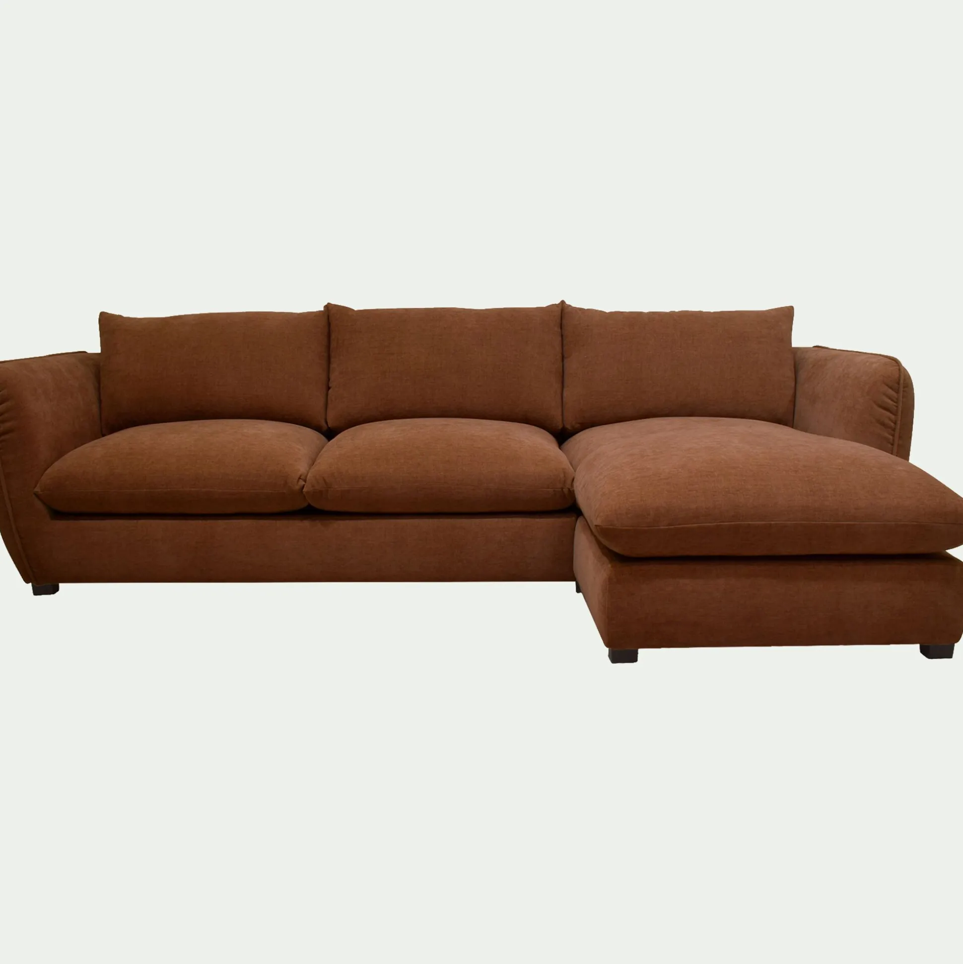 Canapé d'angle droit convertible en tissu Nature - brun rustrel