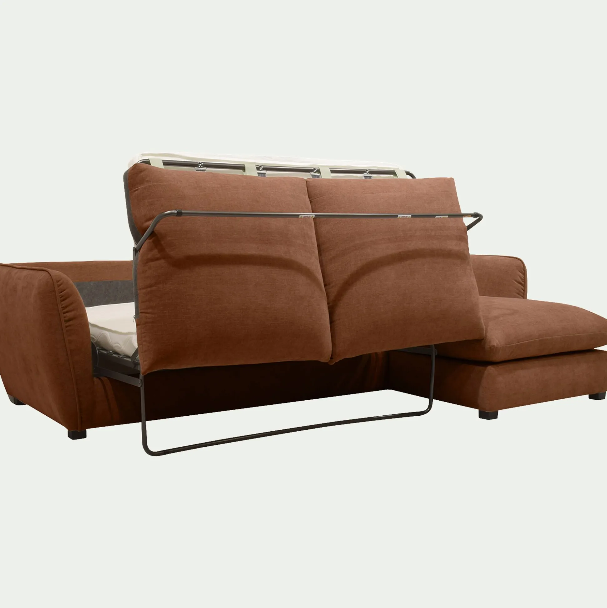 Canapé d'angle droit convertible en tissu Nature - brun rustrel