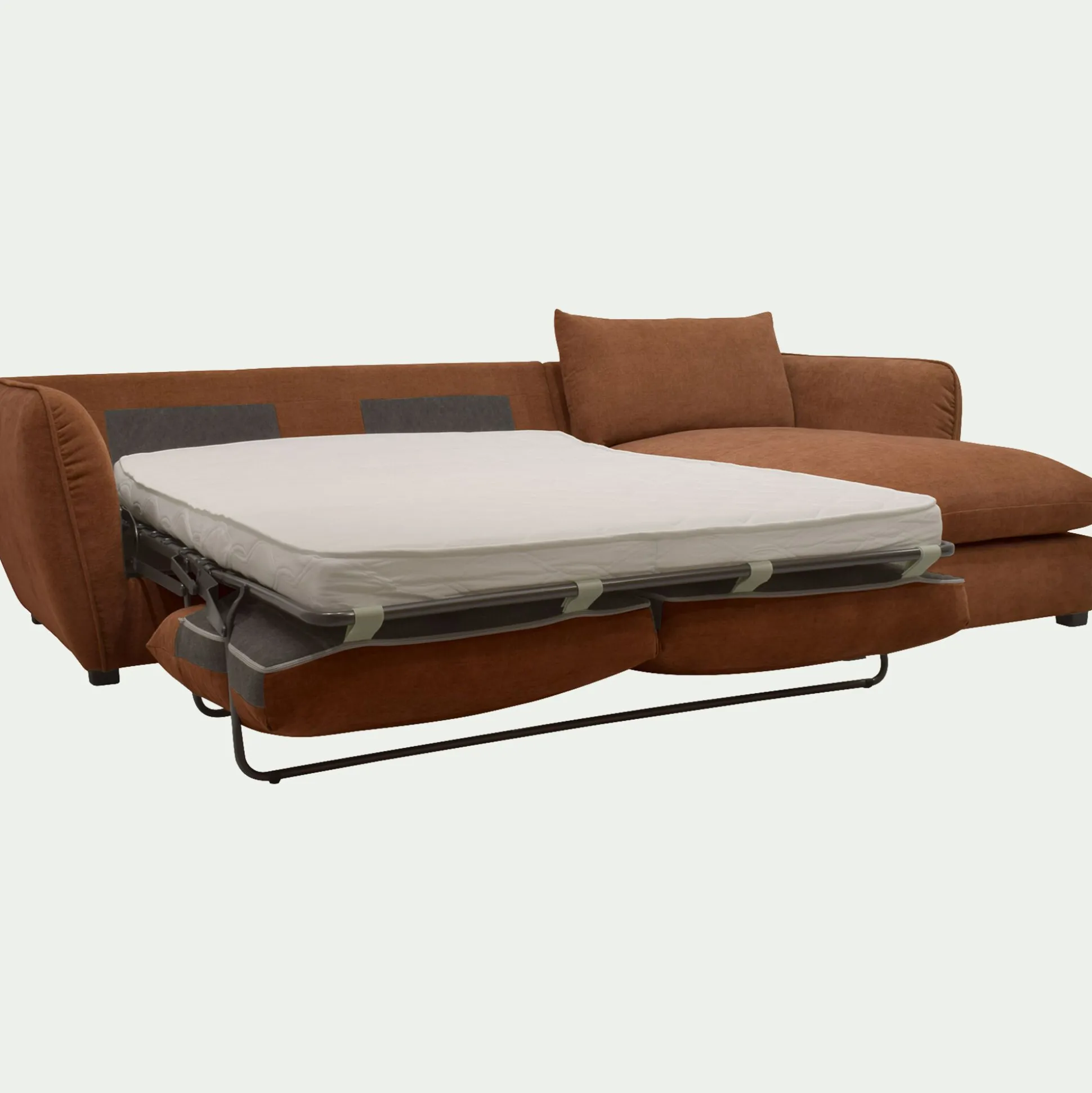 Canapé d'angle droit convertible en tissu Nature - brun rustrel