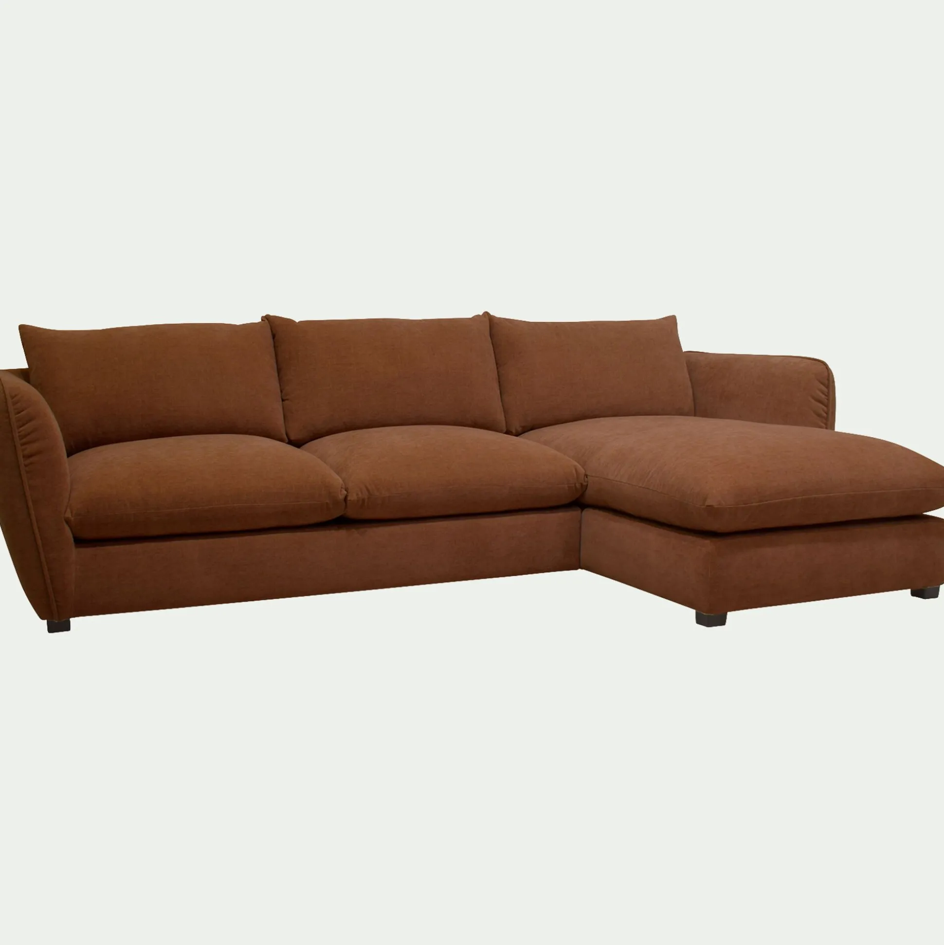 Canapé d'angle droit convertible en tissu Nature - brun rustrel