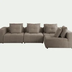 Canapé d'angle droit en tissu Benjo - gris vesuve