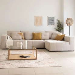 Canapé d'angle droit en tissu Benjo - beige roucas