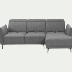Canapé d'angle droit en tissu avec fonction avance-recul - gris restanque