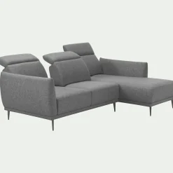 Canapé d'angle droit en tissu avec fonction avance-recul - gris restanque