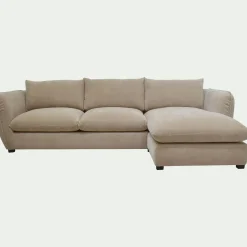 Canapé d'angle droit fixe en tissu Nature - beige