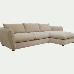 Canapé d'angle droit fixe en tissu Nature - beige