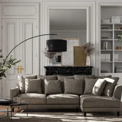 Canapé d'angle droit fixe en tissu genesis - beige alpilles