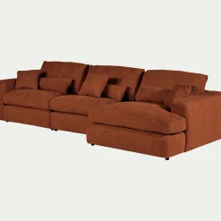 Canapé d'angle droit fixe en chenille - brun rustrel