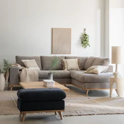 Canapé d'angle droit fixe en tissu storm - taupe