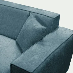 Canapé d'angle droit fixe en tissu genesis - bleu