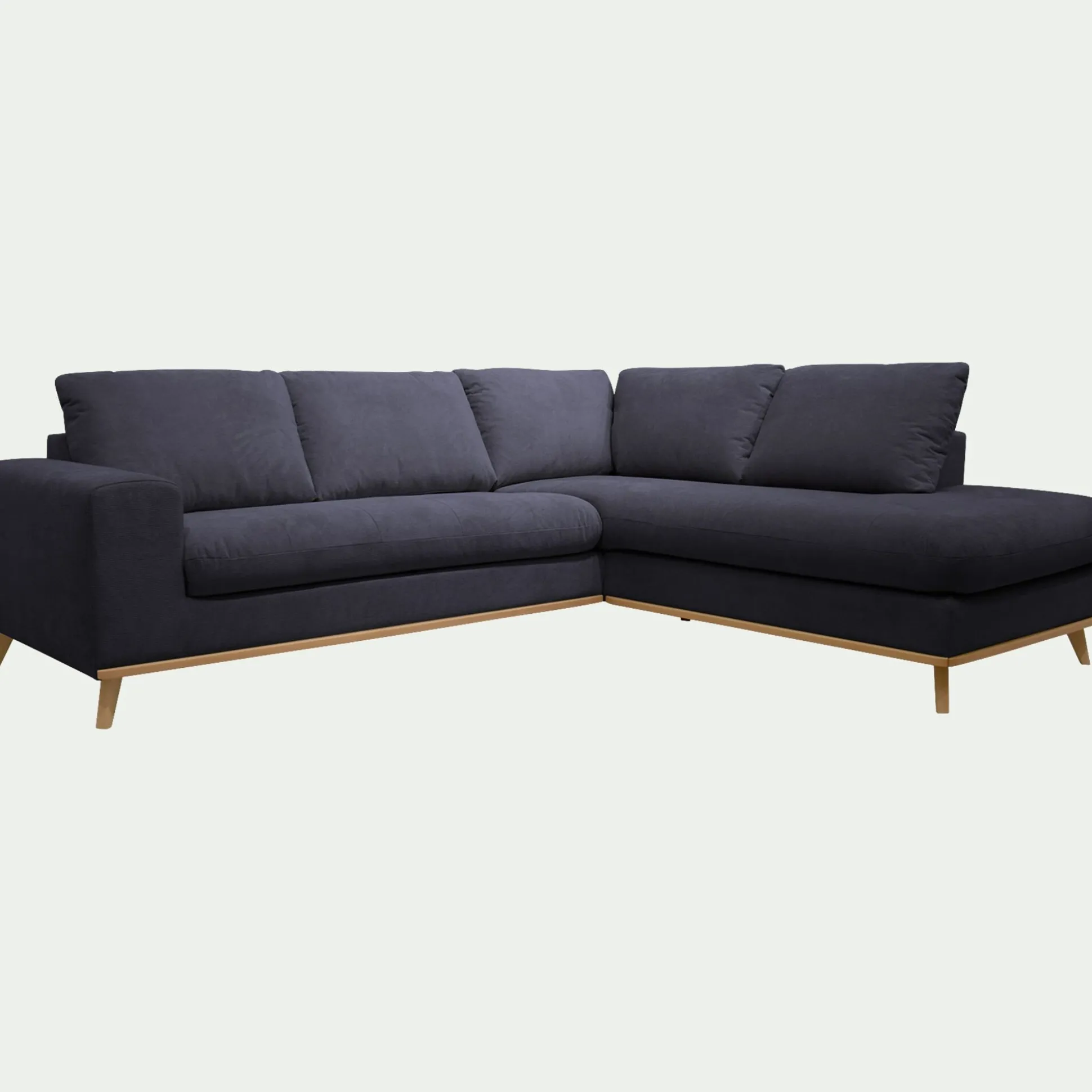 Canapé d'angle droit fixe en tissu Crown - bleu calabrun