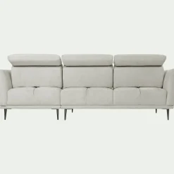 Canapé d'angle droit fixe en tissu memphis avec fonction avance-recul - beige roucas