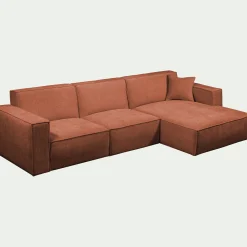 Canapé d'angle droit fixe en tissu genesis - brun rustrel