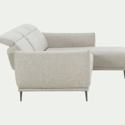Canapé d'angle droit fixe en tissu avec fonction avance-recul - beige roucas