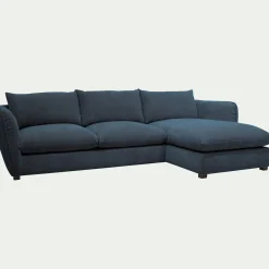 Canapé d'angle droit fixe en tissu Nature - bleu
