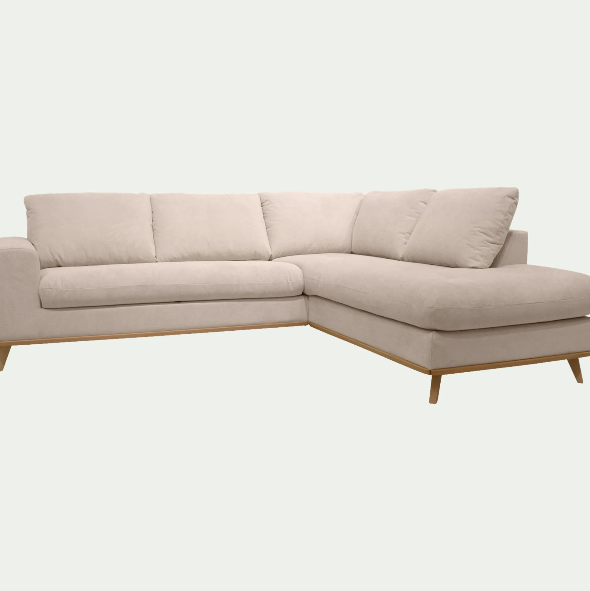 Canapé d'angle droit fixe en tissu Crown - beige roucas