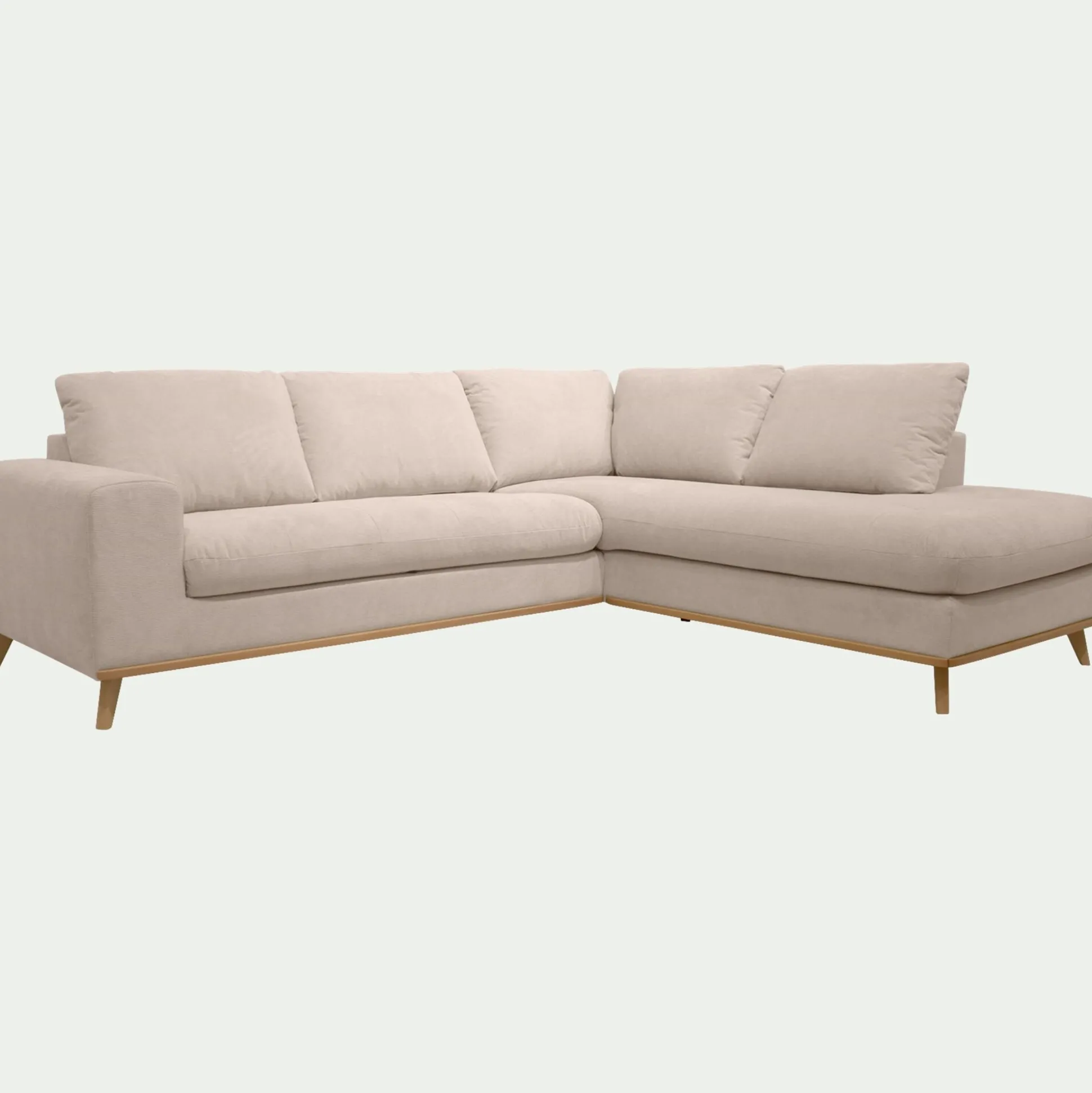 Canapé d'angle droit fixe en tissu Crown - beige roucas