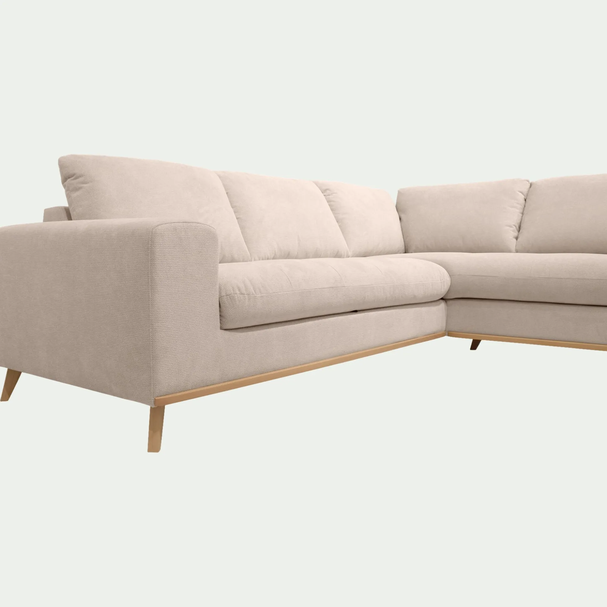 Canapé d'angle droit fixe en tissu Crown - beige roucas