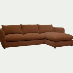 Canapé d'angle droit fixe en tissu Nature - brun rustrel