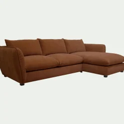 Canapé d'angle droit fixe en tissu Nature - brun rustrel
