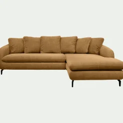 Canapé d'angle droit fixe en tissu tramé - bronze