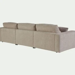 Canapé d'angle droit fixe en chenille - beige roucas