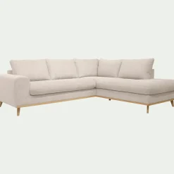 Canapé d'angle droit fixe en tissu Storm - beige roucas