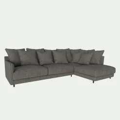 Canapé d'angle droit fixe en tissu joint - gris restanque