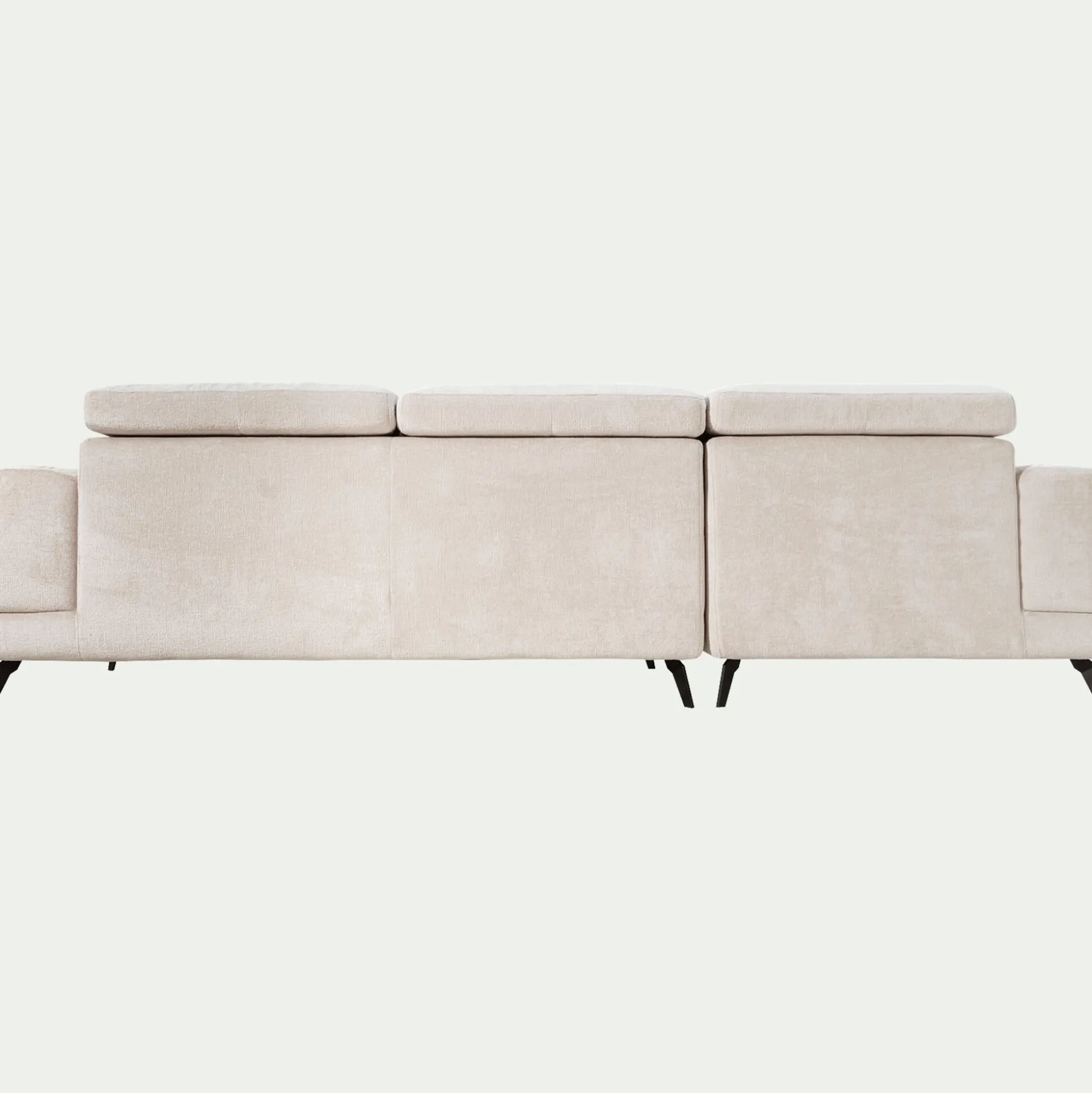 Canapé d'angle gauche avance recule en tissu doux - beige