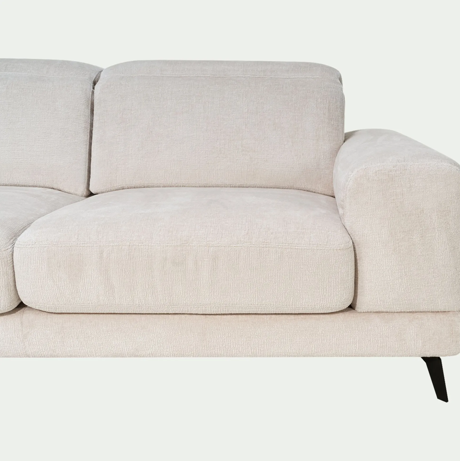 Canapé d'angle gauche avance recule en tissu doux - beige