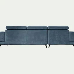 Canapé d'angle gauche avance recule en tissu doux - bleu