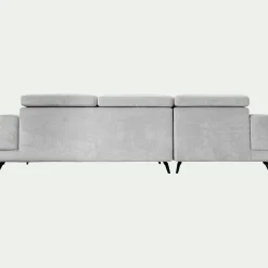 Canapé d'angle gauche avance recule en tissu doux - gris
