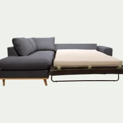 Canapé d'angle gauche convertible en tissu Cosmo - gris anthracite