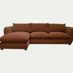 Canapé d'angle gauche convertible en tissu Nature - brun rustrel