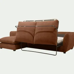 Canapé d'angle gauche convertible en tissu Nature - brun rustrel