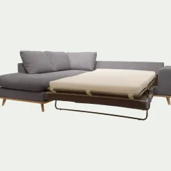 Canapé d'angle gauche convertible en tissu Crown - gris restanque