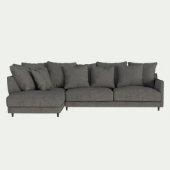 Canapé d'angle gauche convertible en tissu joint - gris restanque