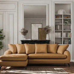 Canapé d'angle gauche convertible en tissu silent - bronze