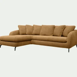 Canapé d'angle gauche convertible en tissu silent - bronze