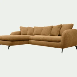 Canapé d'angle gauche convertible en tissu silent - bronze