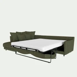 Canapé d'angle gauche convertible en tissu joint - vert cèdre