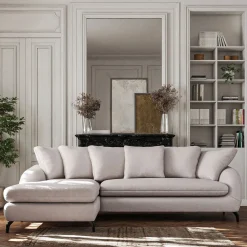 Canapé d'angle gauche convertible en tissu silent - beige roucas