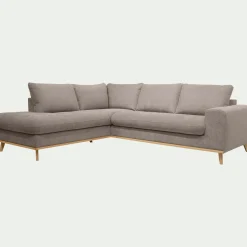 Canapé d'angle gauche convertible en tissu Storm - taupe