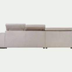 Canapé d'angle gauche convertible avec coffre en tissu doux - beige