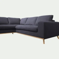 Canapé d'angle gauche convertible en tissu Crown - bleu calabrun