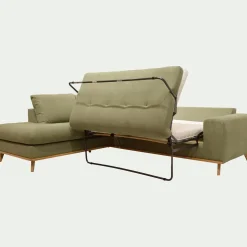 Canapé d'angle gauche convertible en tissu Cosmo - vert kaki