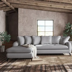 Canapé d'angle gauche convertible en tissu silent - gris ardoise