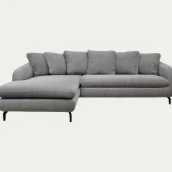 Canapé d'angle gauche convertible en tissu silent - gris ardoise