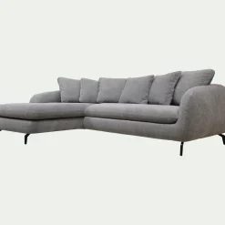 Canapé d'angle gauche convertible en tissu silent - gris ardoise