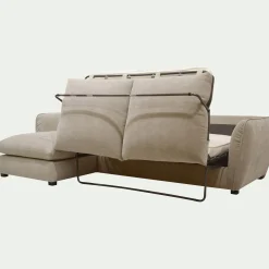 Canapé d'angle gauche convertible en tissu Nature - beige
